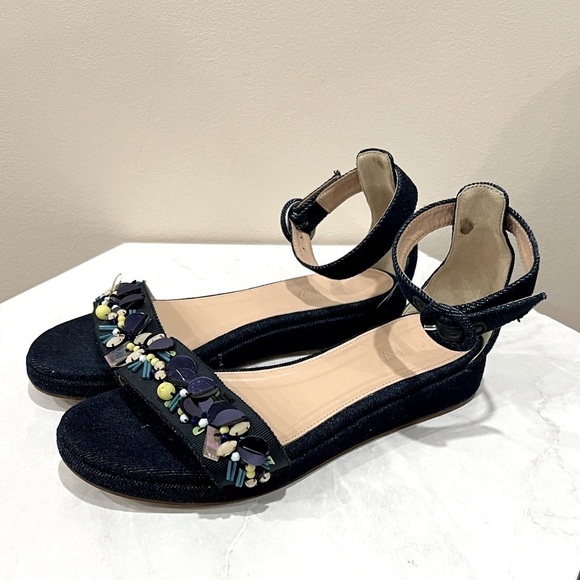 J. Crew Shoes - 🔥J. Crew Navy Sandals with Colorful Embellishments🔥